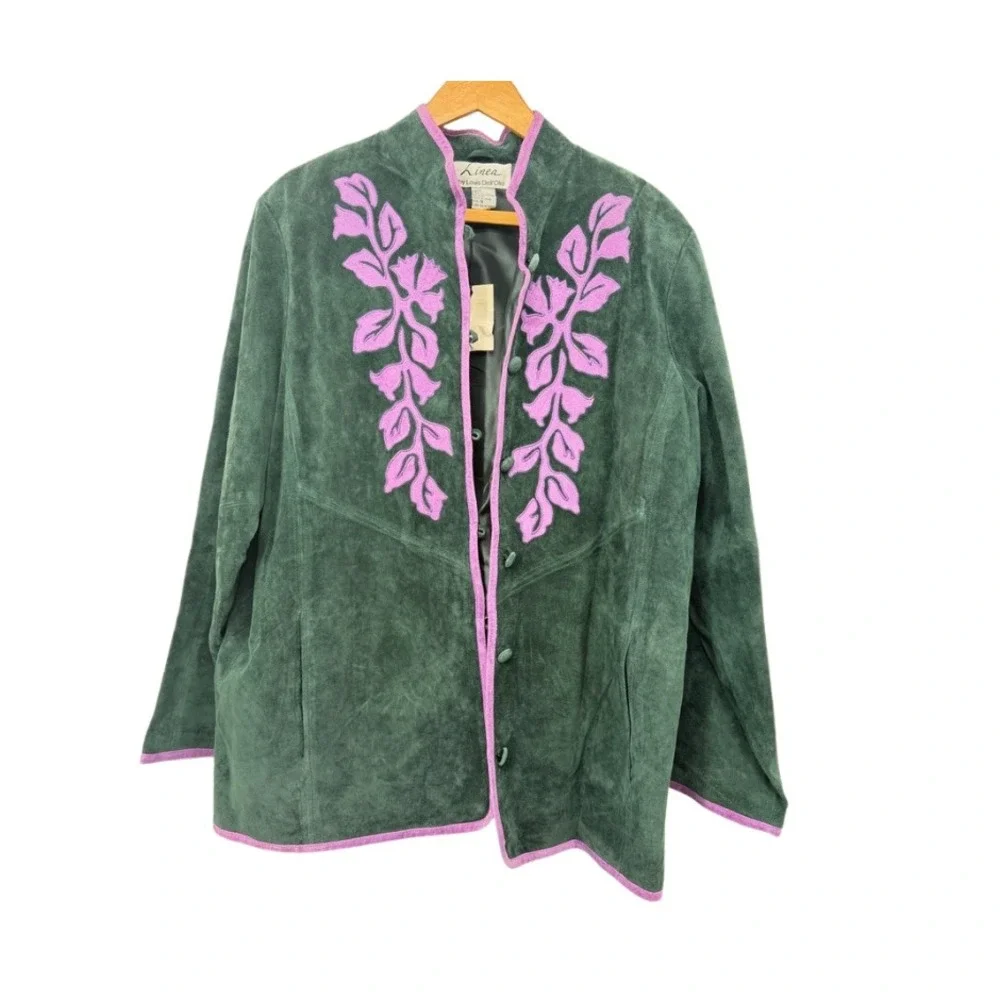 Linea by Louis Dell'Olio Jacket 100% Leather Suede Embroidered Floral NWOT Sz 1X